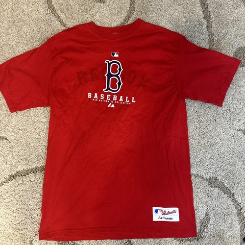 Retro Boston Red Sox T Shirt Men's L Large Baseball MLB Red Majestic