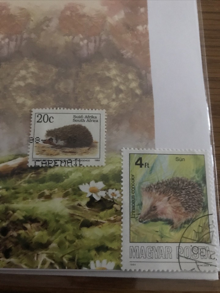 Hand Made Birthday Card Postage Stamps Hedgehog eBay