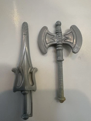 VTG He-Man AXE SWORD PARTS MOTU He Man Weapons Lot USA