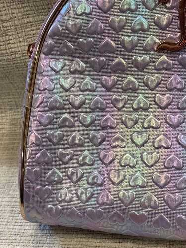 Juicy Couture Pink Hearts Zip Top Velour Makeup Cosmetic Bag Purse NEW - Picture 4 of 10