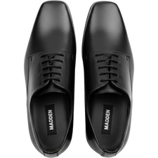 Steve Madden Mens Black Square Toe Lace Up Derby Dress Shoes Oxford Classic