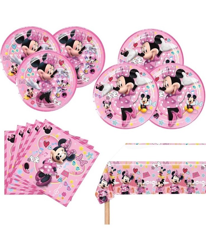 Disney Minnie Mouse Birthday Party Supply Kit 20 Plates, 20 Napkins 1 Tablecloth