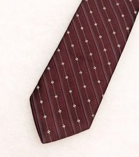 SEARS PERMA PREST Fashion Collection Vtg 70s 80s Maroon Dot Striped NECKTIE TIE