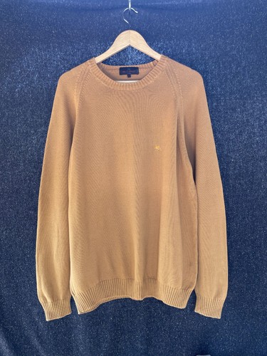 Etro, Etro Vintage Cotton Crew Neck Mustard Sweater Size XL