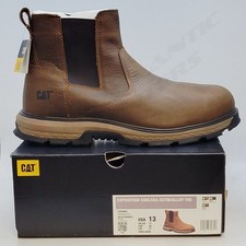 Caterpillar Exposition Chelsea Alloy Toe Slip On Work Boot Pyramid Brown 13 Wide
