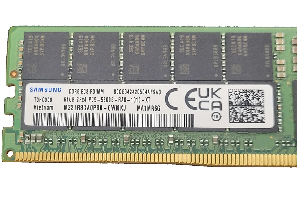Samsung 64GB 2Rx4 PC5-44800 DDR5-5600MT/s Server Memory M321R8GA0PB0-CWMKJ #73 - Image 2 of 3