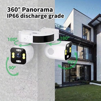 2K Dual Lens PTZ Surveillance Camera, 2.4G WiFi Security Camera for Home Outdoor