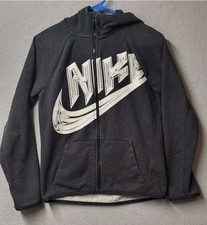 Boys Youth Nike Sportwear Full Zip Fleece Hooded Sweatshirt Grey