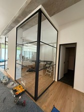 Loft Eck-Trennwand – Design Glaselement für Büro Shop Ladenbau  856x2564 mm NEU