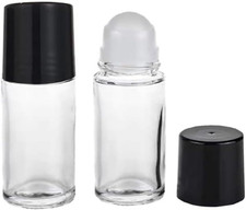 2 Pcs 50Ml Glass Essential Oil Roller Bottles Refillable Roll on Empty Deodorant