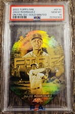 2022 TOPPS FIRE ON FIRE DIE-CUT-GOLD MINTED JULIO RODRIGUEZ EF30 PSA 10