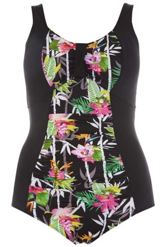 Elomi Kariba Swimsuit Black Floral Size 22 Non Wired Padded Control 7040 New - Picture 4 of 12