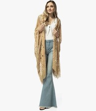 Oversized 1920s Hand Beaded Fringed Sequin Evening Shawl Wrap Anna Kaci Gatsby
