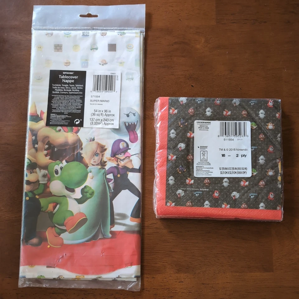 Super Mario Brothers Plastic TableCover Birthday Decoration Party 54” X 96” - Image 2 of 4