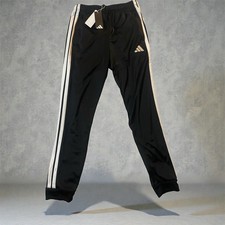 NWT Adidas Men's Tapered Track Pants in black White Size Med Tall