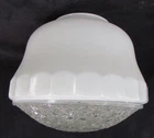 Vtg Art Deco Milk Glass / Clear Flush Mount Light Fixture  Shade Globe 9" Across