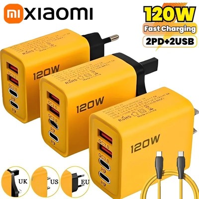 120W Ladegerät 4 Port USB-C Schnellladeadapter Kabel Type-C für iPhone Android
