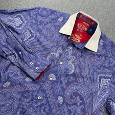 Robert Graham Button Up Long Sleeve Shirt Mens Large Flip Cuff Purple Paisley