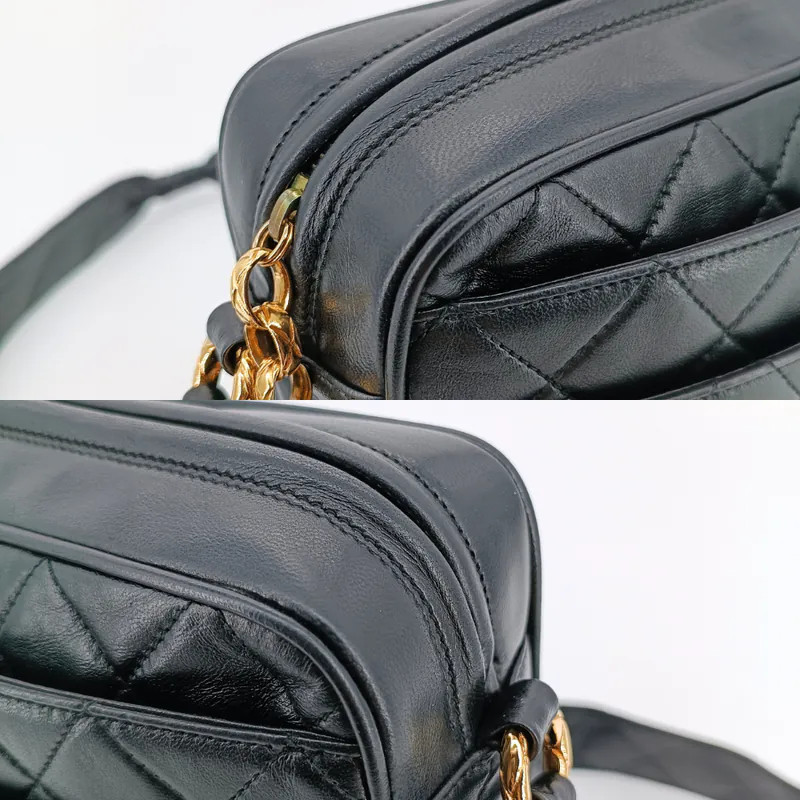 CHANEL Vintage Black Lambskin Quilted Camera Bag image 3