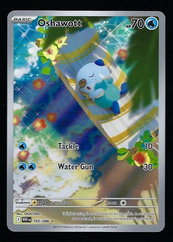 OSHAWOTT #105 2025 POKEMON WHT EN-WHITE FLARE ILLUSTRATION RARE NEAR MINT