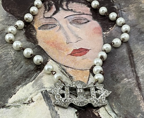 Antique Coro Antique Upcycled Rhinestone Brooch Necklace