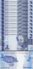 Brazil 2 Reais 2010 (2023), UNC, 10 Pcs LOT, Consecutive, Prfx KE,P-252 New Sign