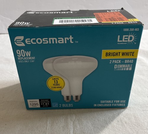 Ecosmart 90W LED Dimmable Bright White BR40 Light Bulbs 2pk