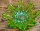 Vintage Murano Glass Bowl, Acid Yellow Green Sunburst Organic Dish MCM 8"