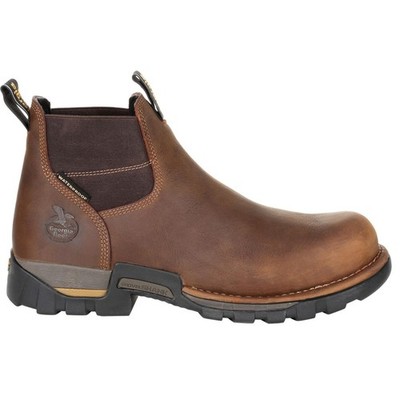 Georgia Boot Eagle One Steel Toe Waterproof Chelsea Work Boot 8.5 Brown
