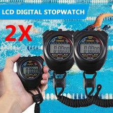 Set of 2 Digital Handheld Sports Stopwatch Waterproof Stop Watch Chronometer US