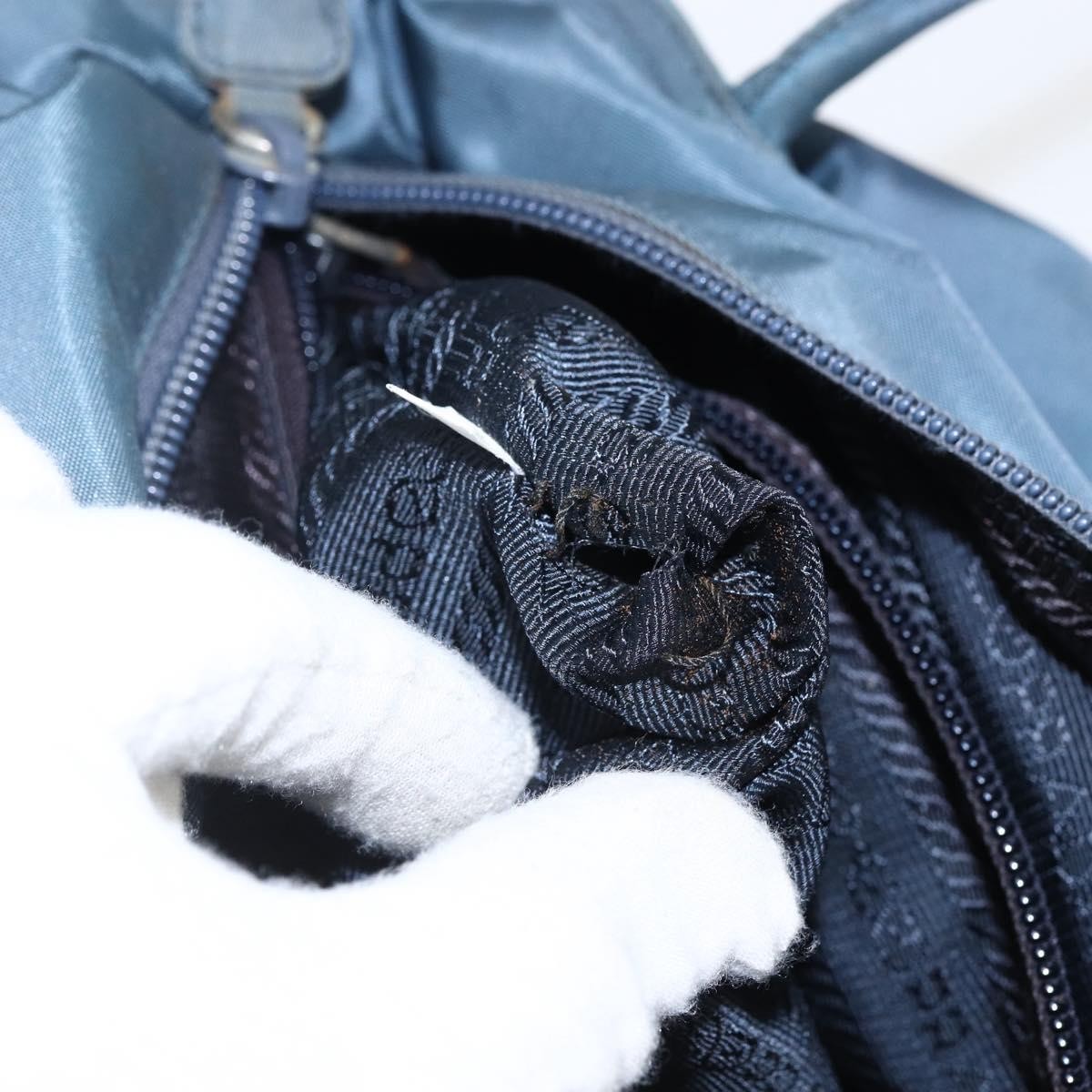 PRADA Tote Bag Nylon Blue Silver Auth BA10133 thumbnail 22