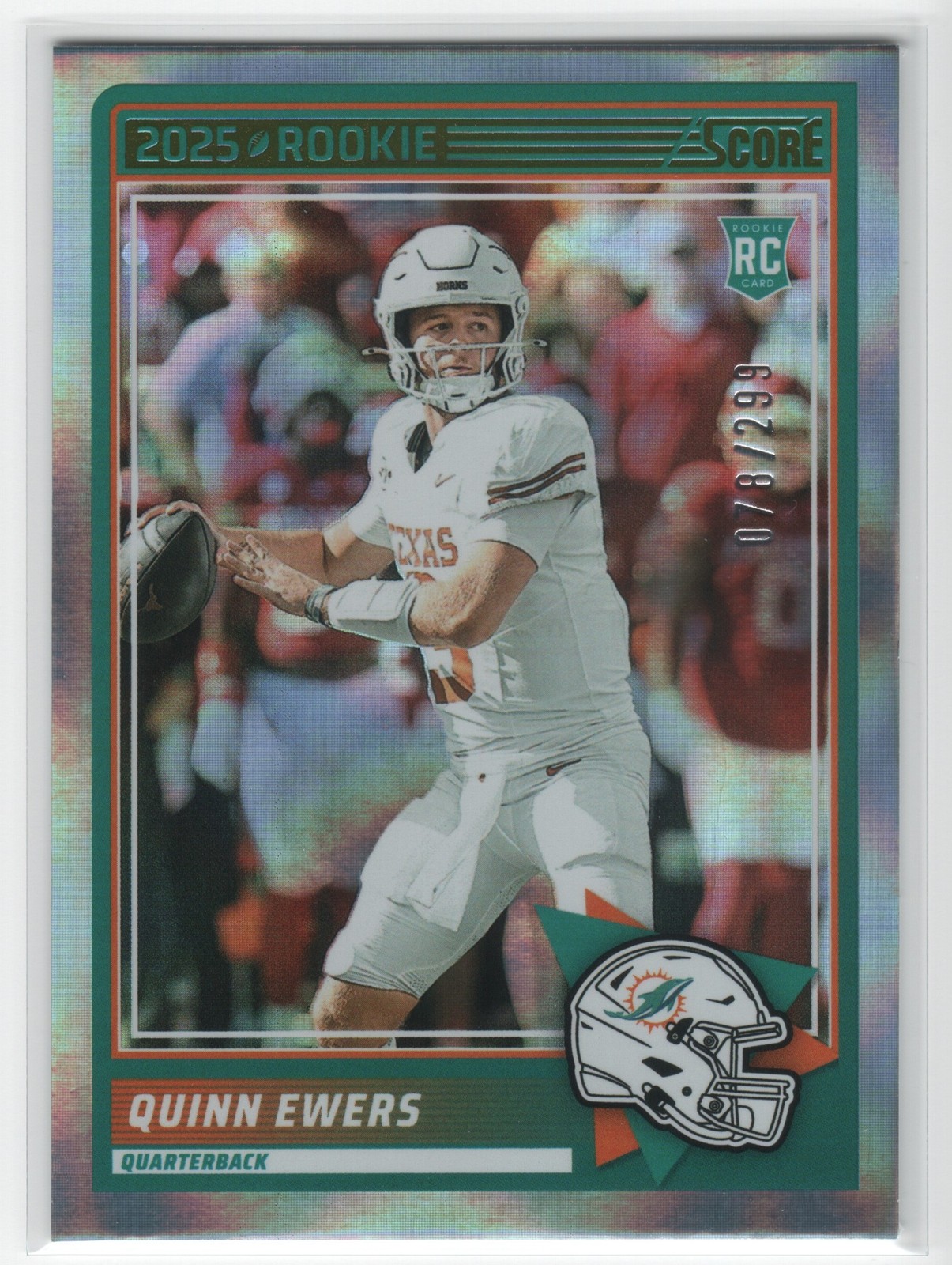 Quinn Ewers 2025 Score #75 Circular #/299 Miami Dolphins