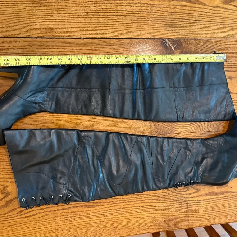 Vintage Black Leather Over The Knee Boots Women’s Size 7.5.