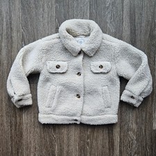 Baby Gap Sherpa Fleece Trucker Jacket Cream Toddler Girls Boys Size 4