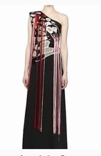 Alexander McQueen Black fringed Embroidery maxi dress NEW With Tag Size IT40
