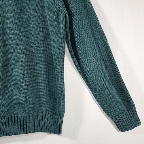 Chaps Ralph Lauren Sweater Sz M Forest Green Knit 100% Cotton Crew Neck - Picture 7 of 16