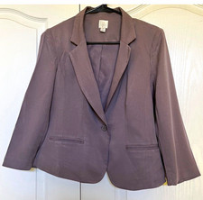 LC Lauren Conrad Women's 4 Gray Blazer Button Front Lined Pockets Collared