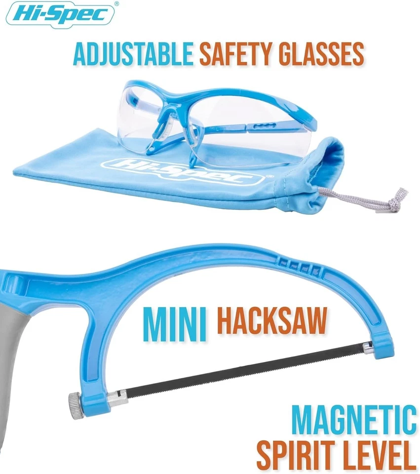 Hi-Spec Blaues Werkzeugset für Anfänger – Metall Werkzeugkoffer für Kinder - Bild 3 von 4