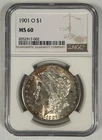 1901-O Morgan Silver $1 Dollar Coin Toned NGC MS 60