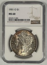 1901-O Morgan Silver $1 Dollar Coin Toned NGC MS 60