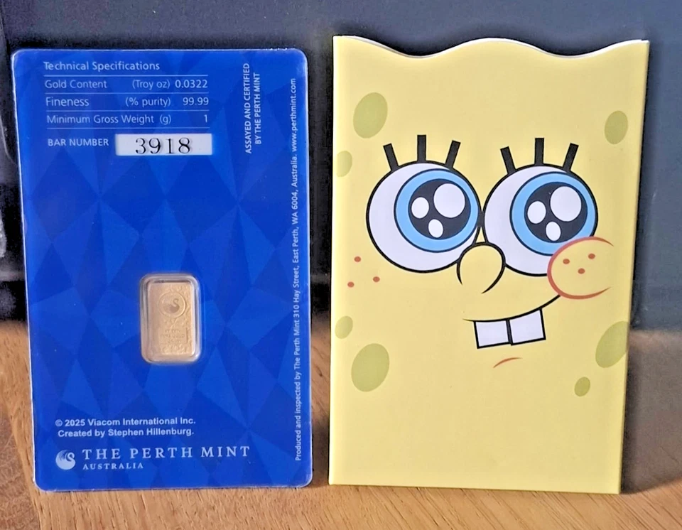 1g Goldbarren SpongeBob SquarePants 2025-The Perth Mint-Limitierte Edition - Bild 2 von 4