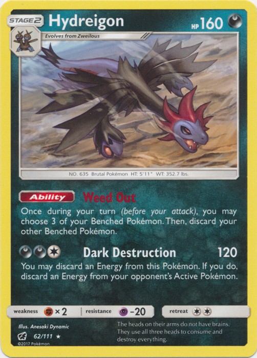 Pokemon - Hydreigon - 62/111 - Rare - Sun & Moon Crimson Invasion - NM