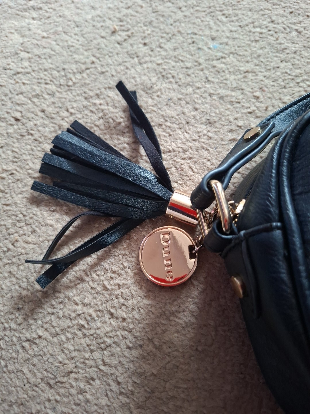 Dune London Black Faux Leather Crossbody Handbag Branded Detail RRP £69 UK image 3