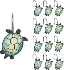 Tilt Sea Turtle Shower Curtain Hooks, Home Decorative Shower Curtain Rings fo...