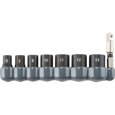 Makita Impact Socket Set 1/4 in Drive Metric 6 Point 8 Pc with Adapter