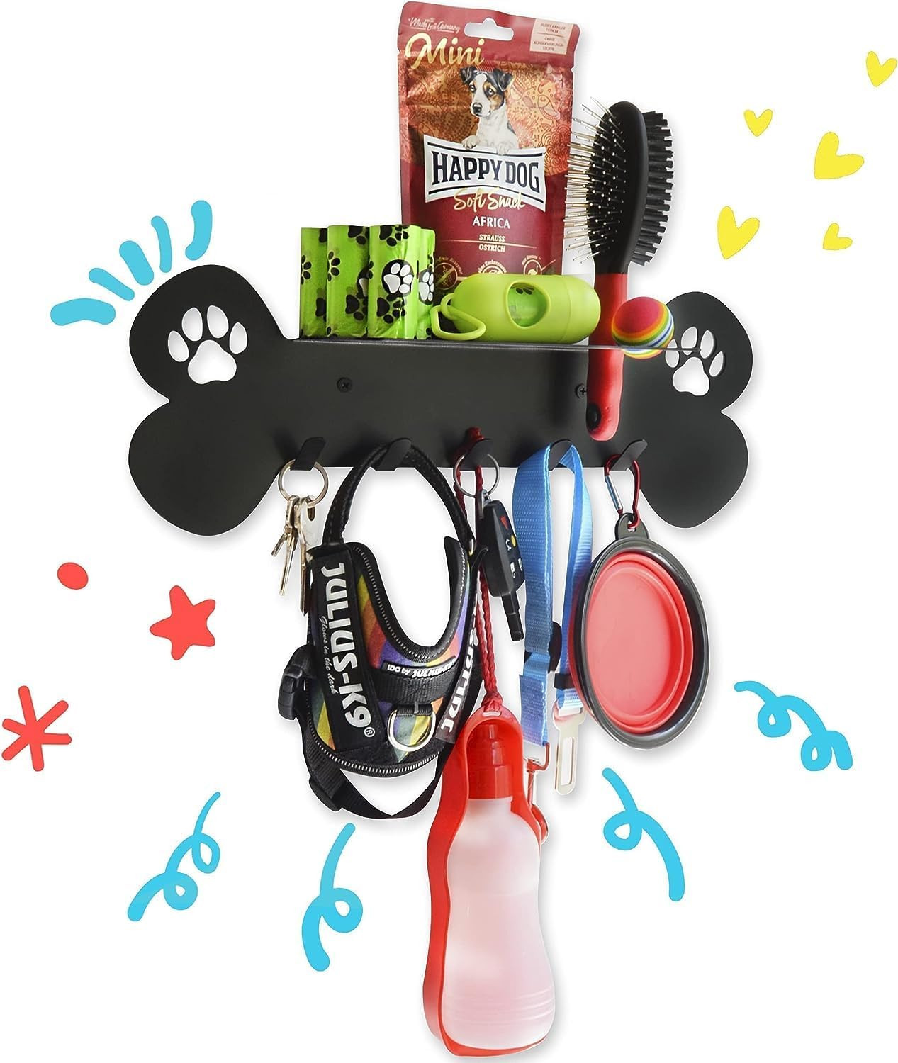 Appendiabiti Da Parete per Cani Con Mensola E Spazio per Accessori per Passeggia foto 6