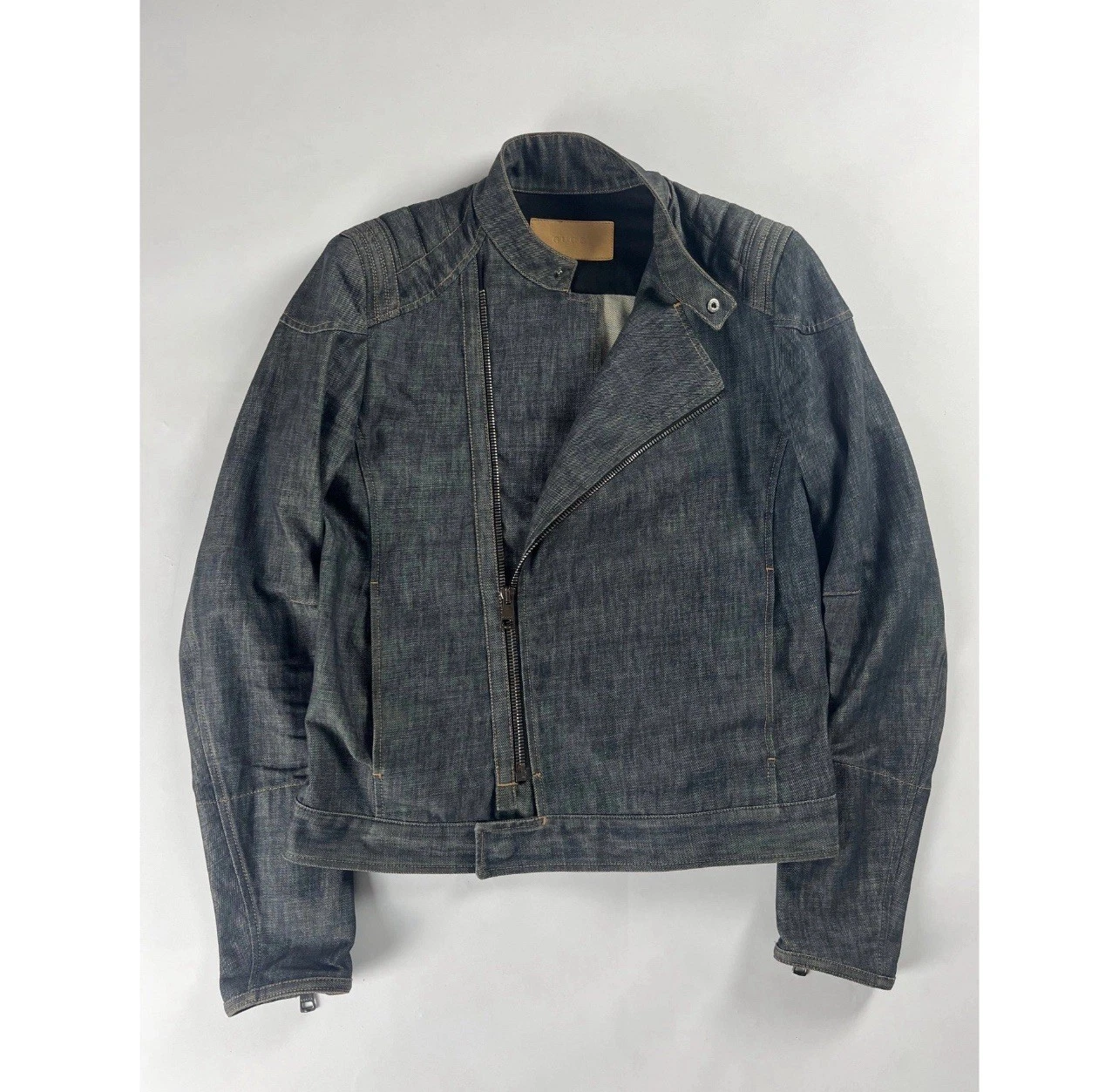 Giacca Motociclista Jeans Denim Tom Ford Gucci S S 2002 Runway Pezzo Taglia 50