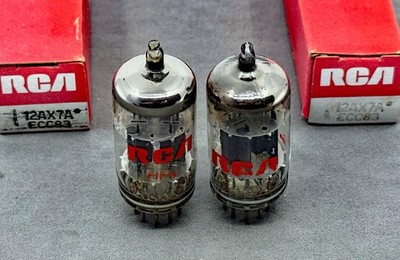 NOS Pair RCA 12AX7A ECC83 Made in Japan Short Gray Plates Tests NOS Amplitrex
