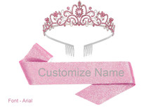 Silver Tiara w/ Pink Rhinestones