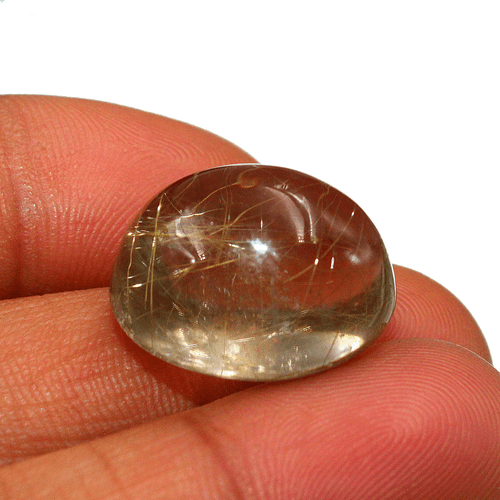 Quarzo Rutilo Dorato Naturale 28 Cts Qualità AAA 19mmx15mm Ovale Cabochon Gemma - Foto 6 di 11